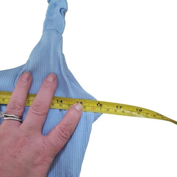 NEW OGL Move Size M Plantive Elf Brami Mini Dress With Shorts Baby Blue Ribbed - Picture 16 of 17